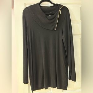 INC Sweater dress; black with gold accent zipper; can wear w/leggings or without